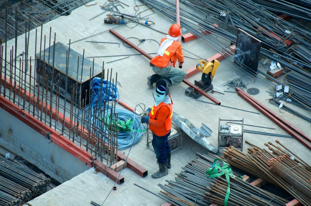 Construction team working on foundation