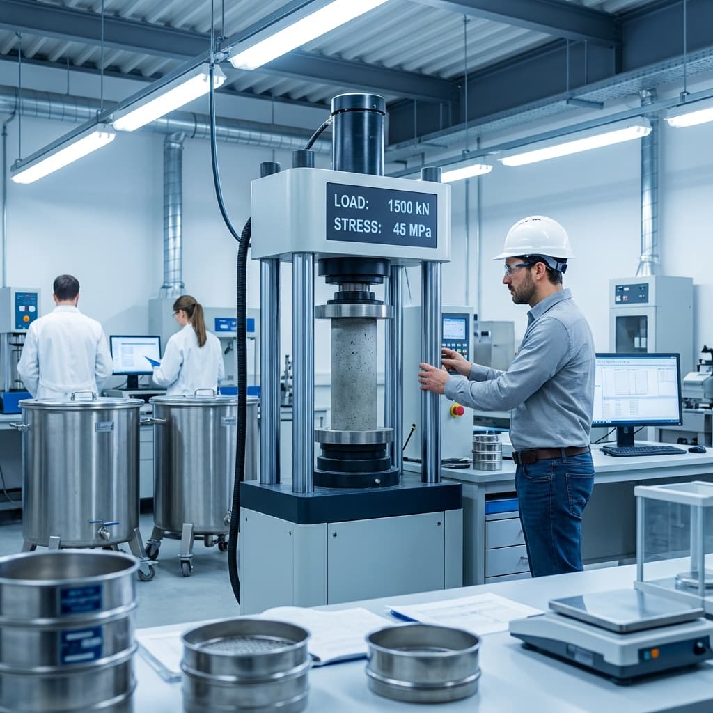 Concrete cylinder compression testing